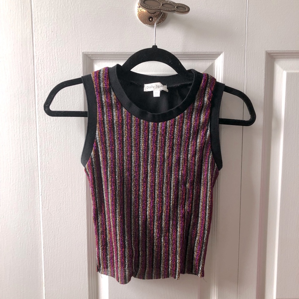 Metallic striped colorful top